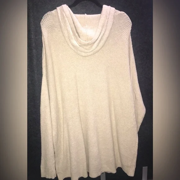 Natural Reflections XL Heather Waffle Oatmeal Long Sleeve Kangaroo Pocket Hooded - Picture 5 of 9